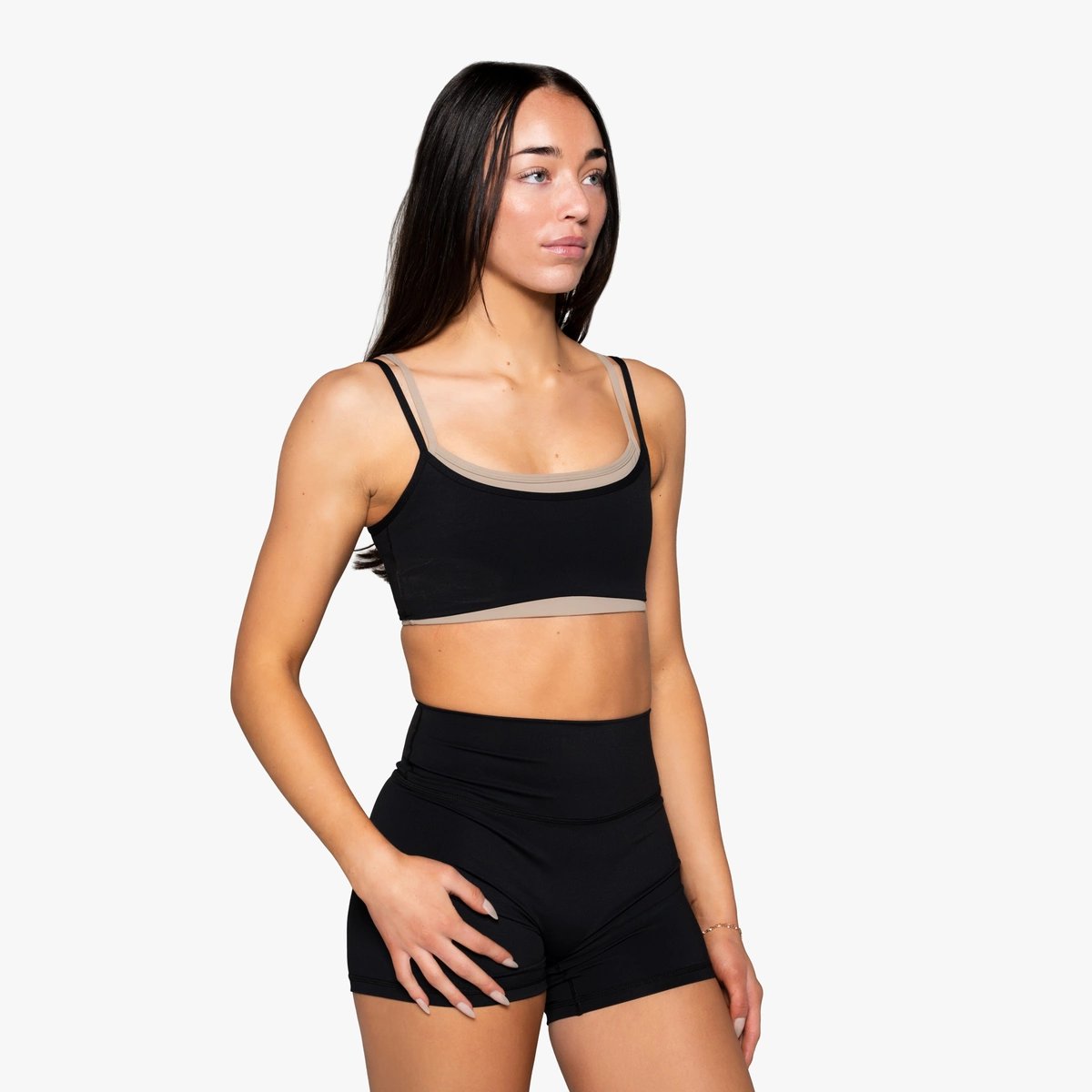 Image of Duo Bra - Color - Black/Tan - Tan Logo