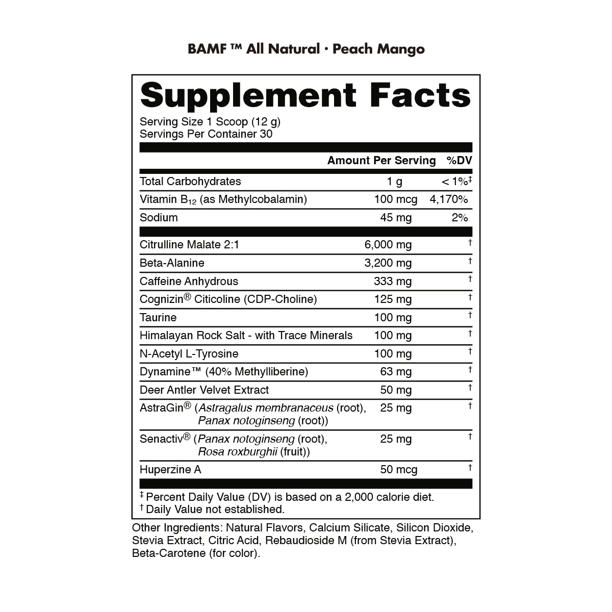 Image of LAST CHANCE FLAVORS - BAMF High Stimulant Nootropic Pre-Workout - Flavor - All Natural Peach Mango