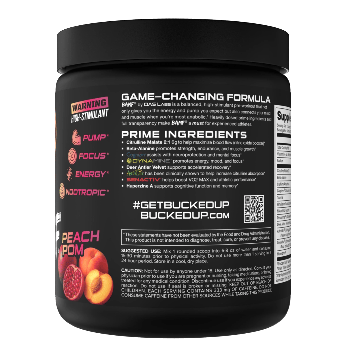 Image of LAST CHANCE FLAVORS - BAMF High Stimulant Nootropic Pre-Workout - Flavor - Peach Pom