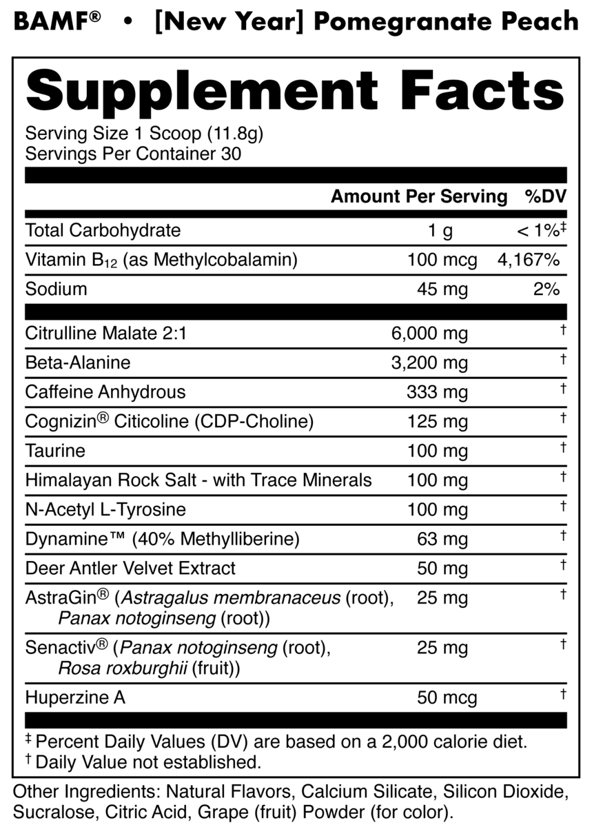 Image of LAST CHANCE FLAVORS - BAMF High Stimulant Nootropic Pre-Workout - Flavor - Peach Pom