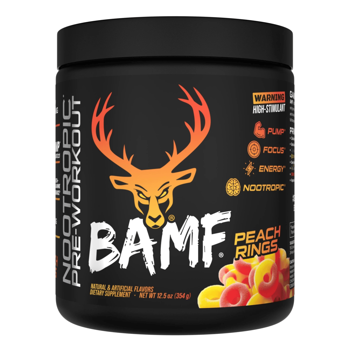 Image of LAST CHANCE FLAVORS - BAMF High Stimulant Nootropic Pre-Workout - Flavor - Peach Rings