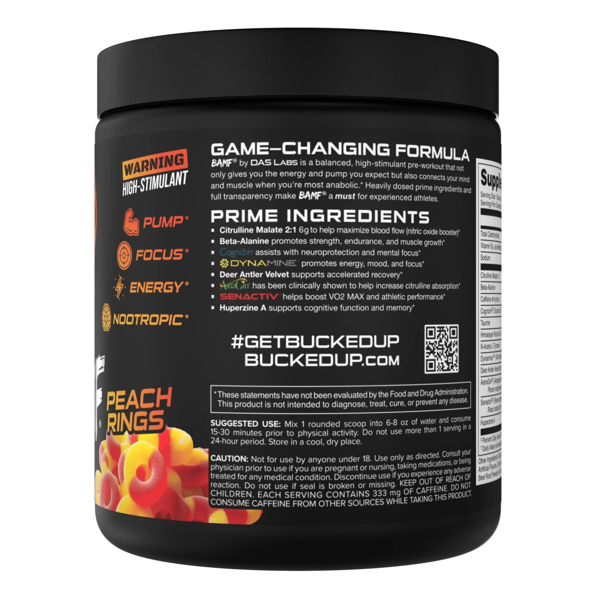 Image of LAST CHANCE FLAVORS - BAMF High Stimulant Nootropic Pre-Workout - Flavor - Peach Rings