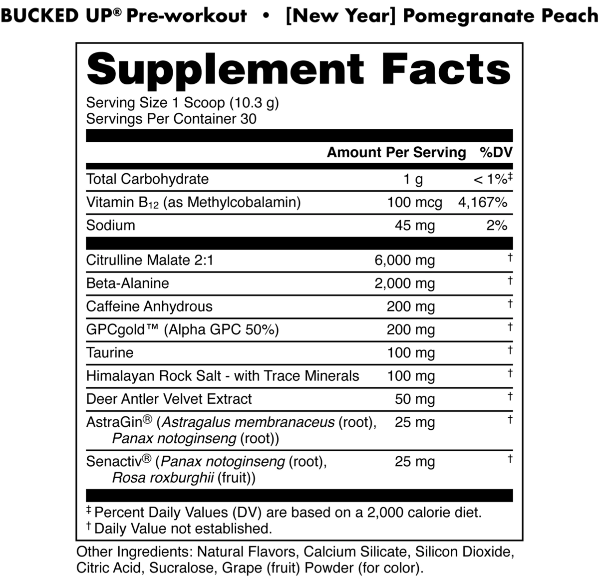 Image of LAST CHANCE FLAVORS - Bucked Up Pre-Workout - Flavor - Peach Pom