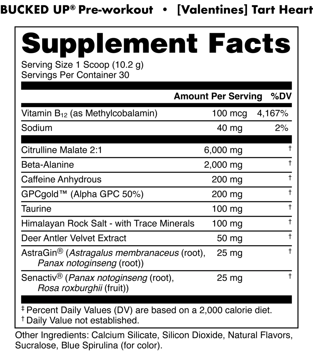Image of LAST CHANCE FLAVORS - Bucked Up Pre-Workout - Flavor - Tart Heart