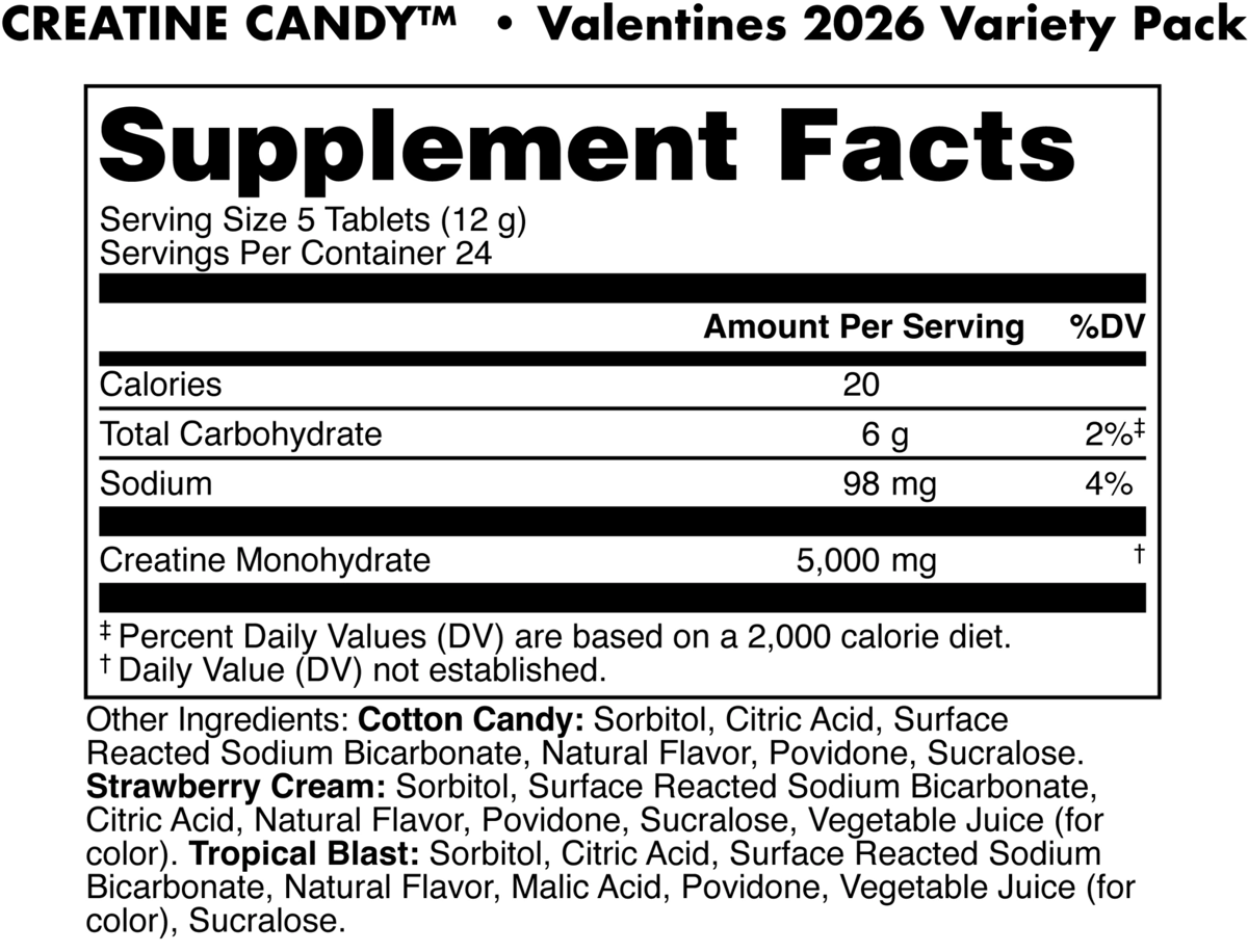 Image of Creatine Candy | Last Chance Flavors! - Flavors - Variety (Cotton Candy, Strawberry Cream, Tropical Blast)