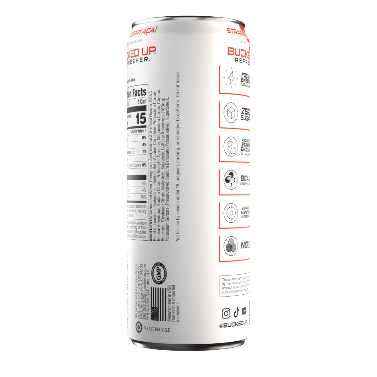 Image of Refresher™ Energy Drinks (1 Case / 12 Cans) - Flavor - Strawberry Acai