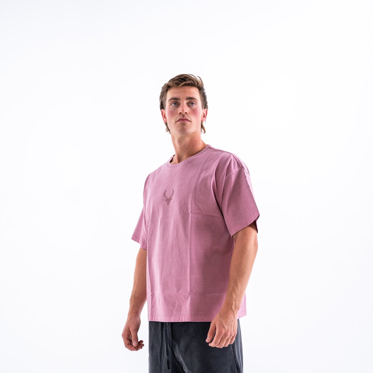 Image of Boxy Pump Cover - Color - Dusty Pink - Pink Logo - 3 / 4
