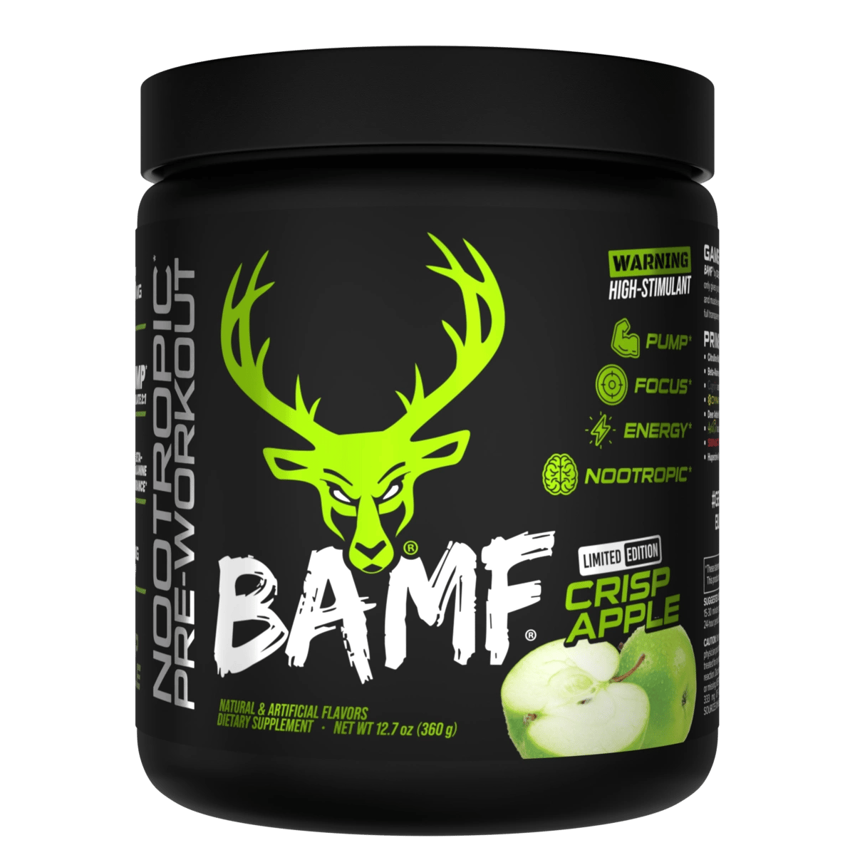 Image of BAMF High Stimulant Nootropic Pre-Workout Limited-Time Flavors - Flavor - Crisp Apple - 1 / 5