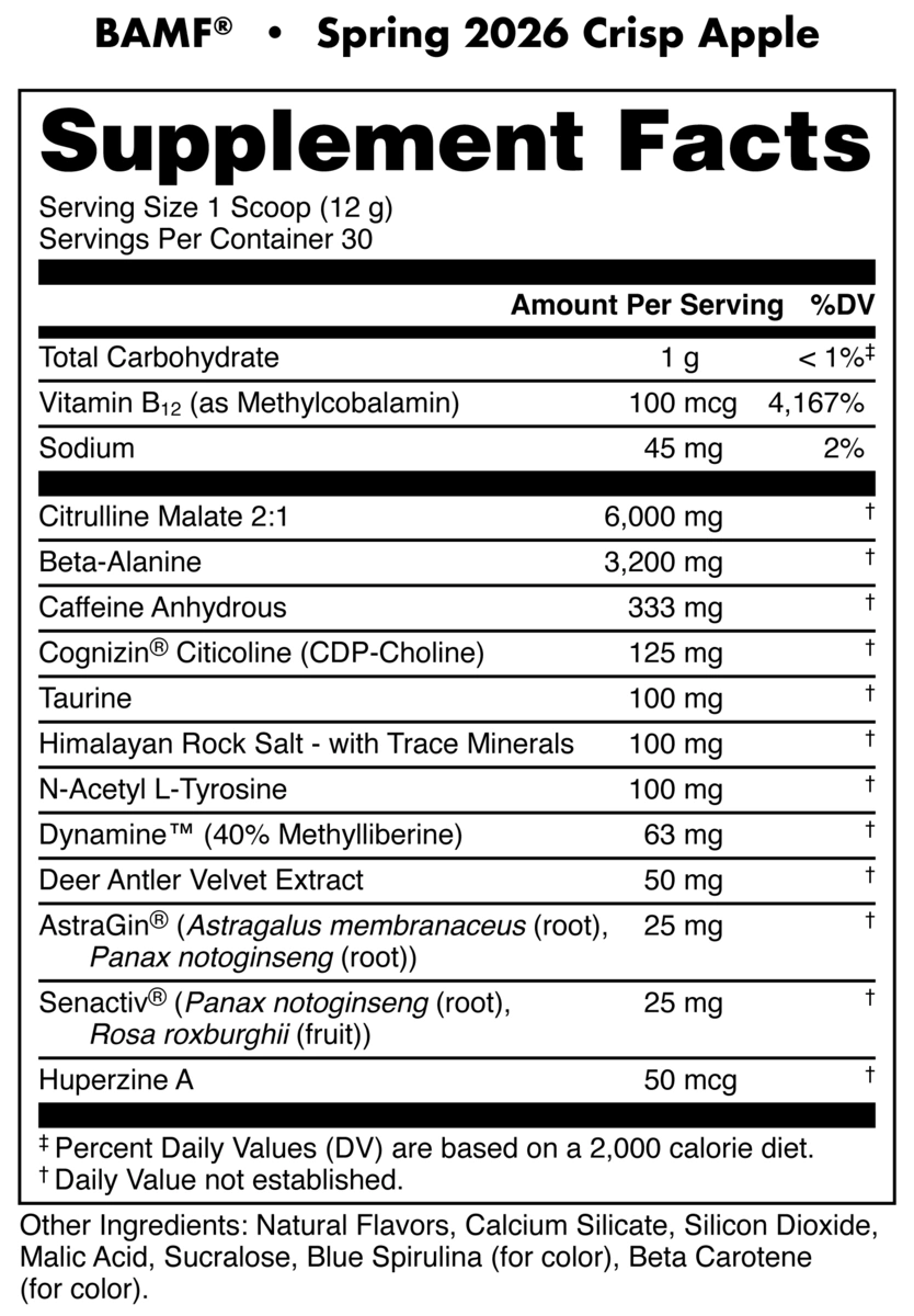 Image of BAMF High Stimulant Nootropic Pre-Workout Limited-Time Flavors - Flavor - Crisp Apple - 5 / 5