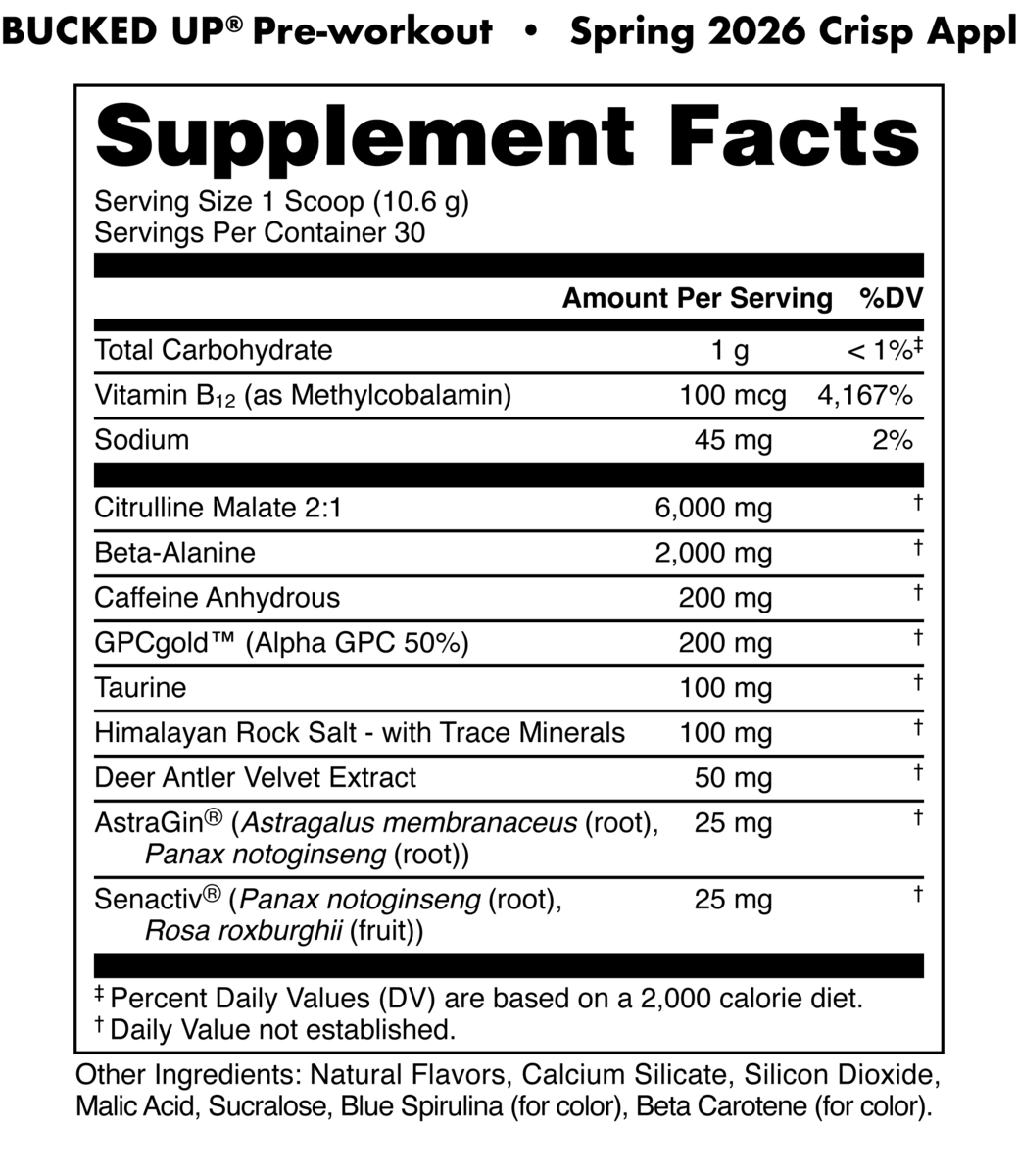 Image of Bucked Up Pre-Workout Limited-Time Flavors - Flavor - Crisp Apple - 15 / 15