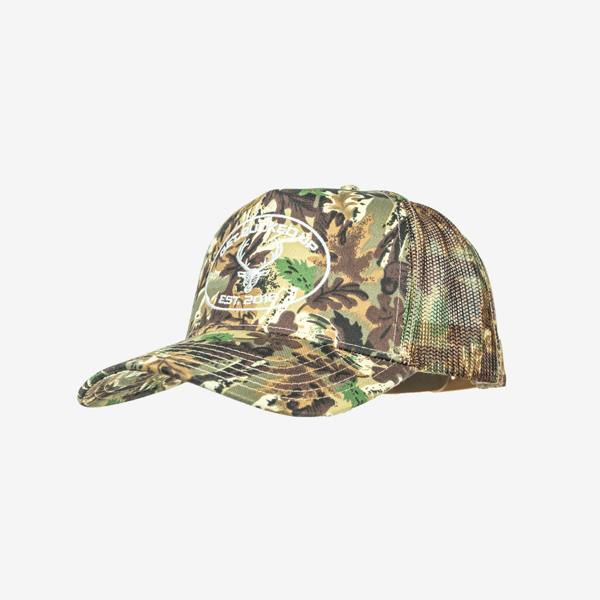Image of Trucker Hat - Camo - Color - Green Camo - White Embroidered Logo - 11 / 14