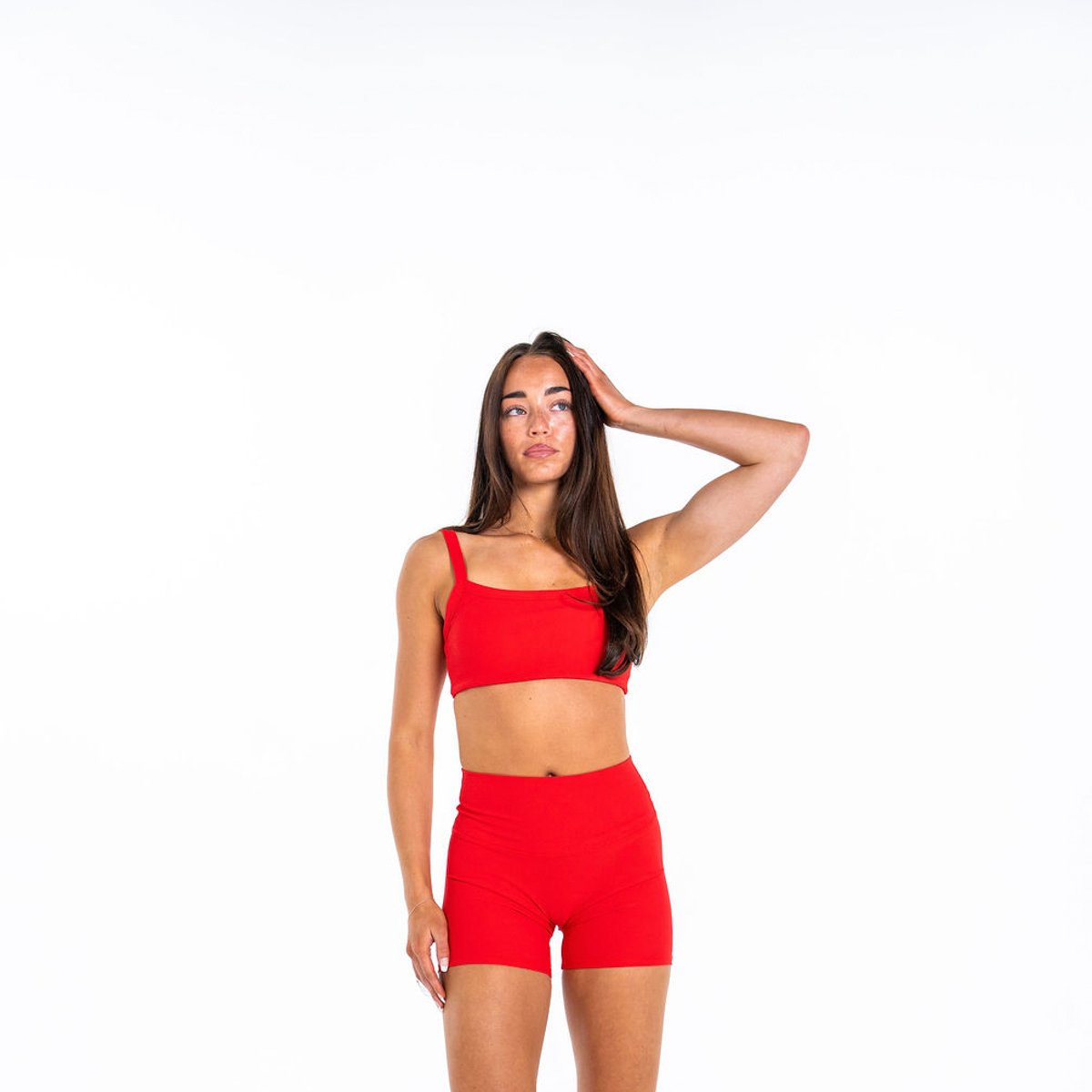 Ribbed Bike Short 5" - Color - Red - Red Logo