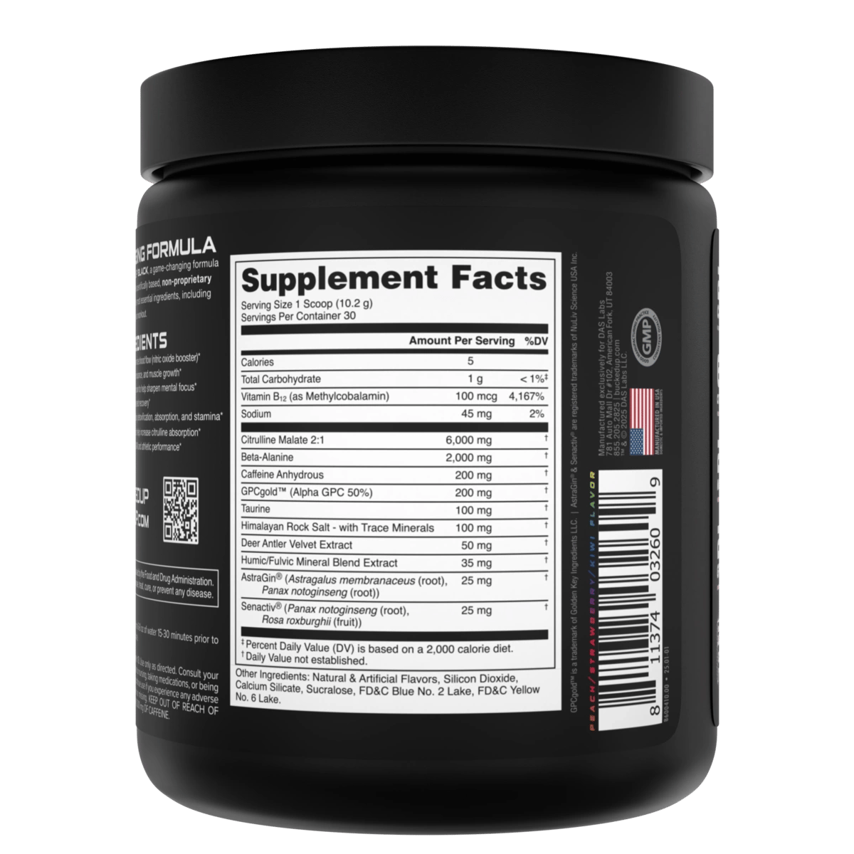 Image of Bucked Up BLACK Pre-Workout - Flavor - Rainbow Rush (Peach-Strawberry-Kiwi)
