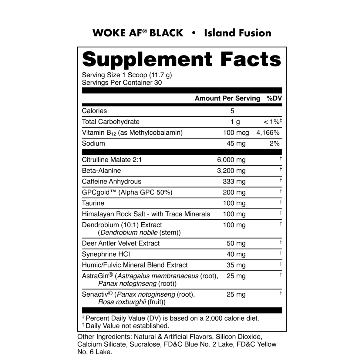 Image of WOKE AF BLACK - High Stimulant Pre-Workout - Flavor - Island Fusion