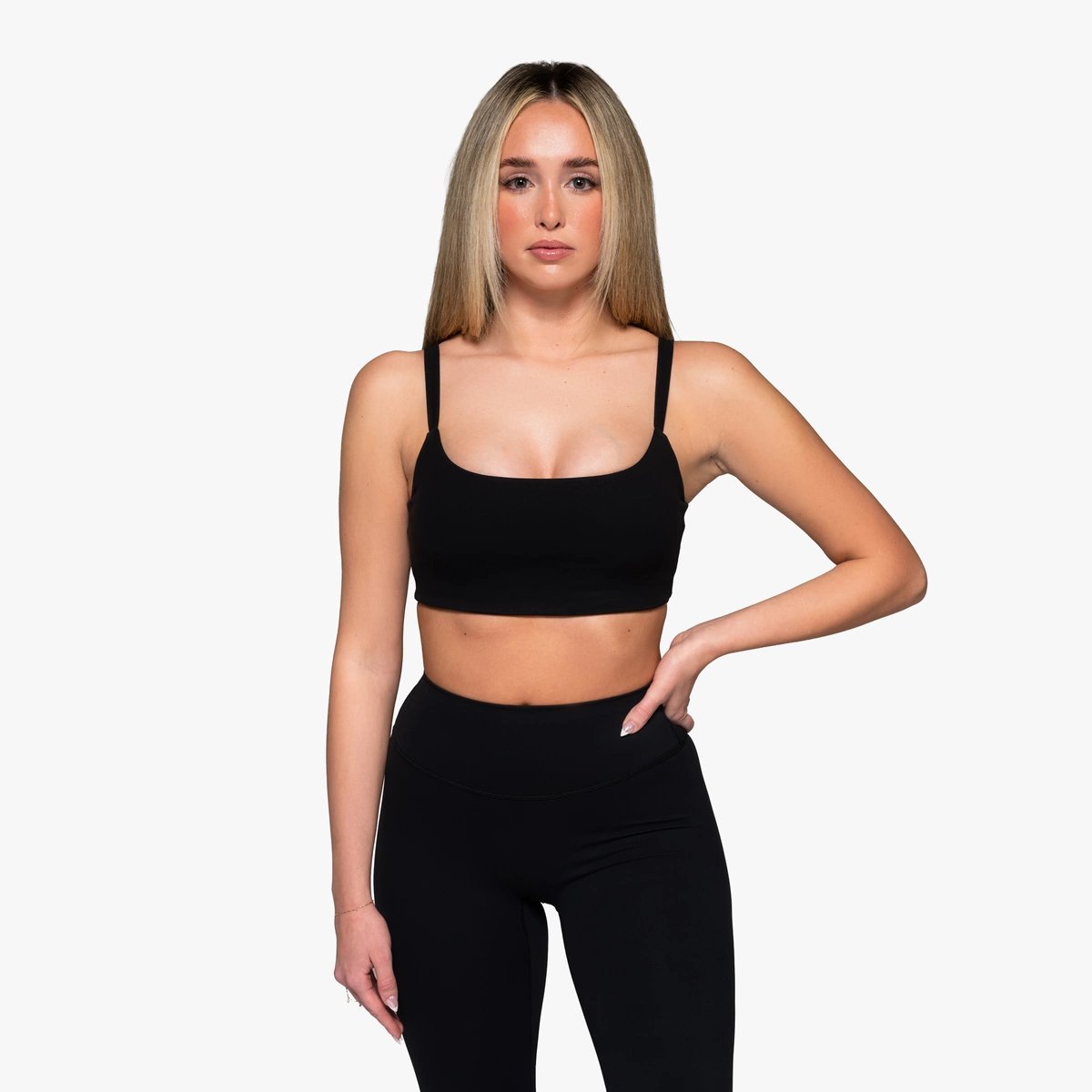 Image of Babe Compression Sports Bra - Color - Black - Silver Logo