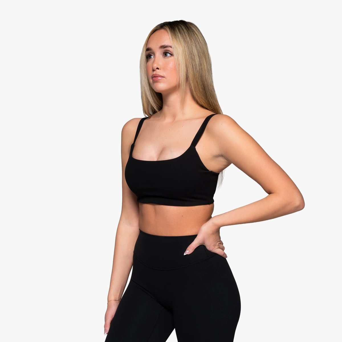 Image of Babe Compression Sports Bra - Color - Black - Silver Logo