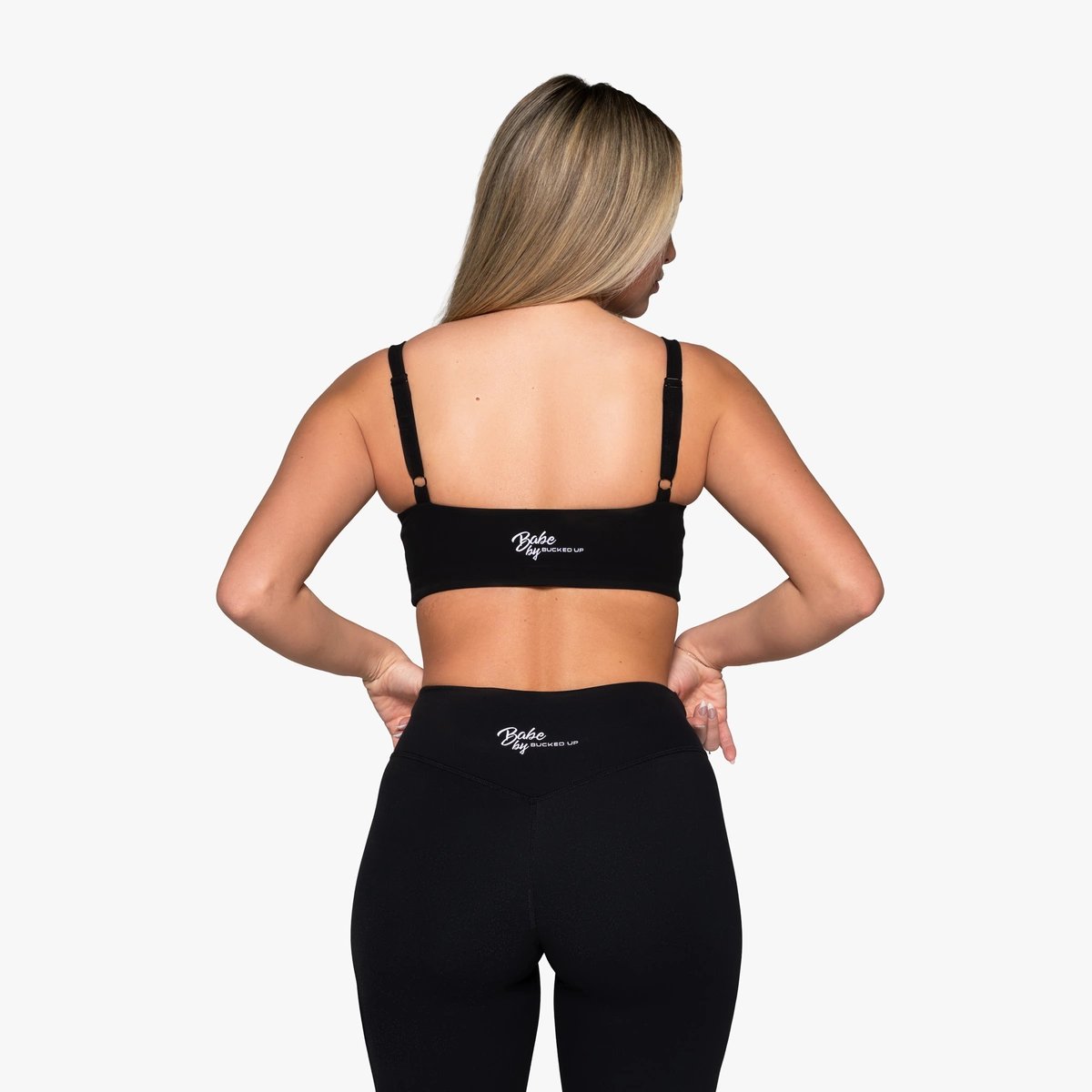 Image of Babe Compression Sports Bra - Color - Black - Silver Logo