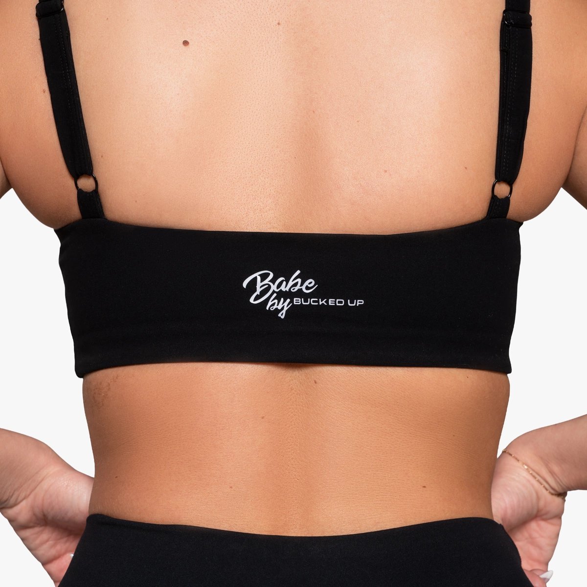 Image of Babe Compression Sports Bra - Color - Black - Silver Logo