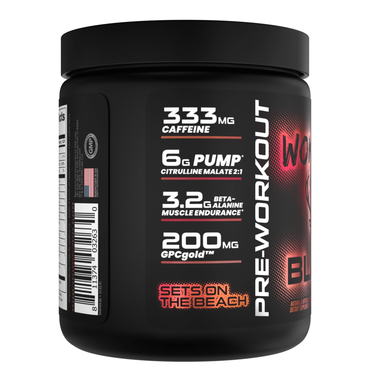 Image of WOKE AF BLACK - High Stimulant Pre-Workout - Flavor - Sets on the Beach
