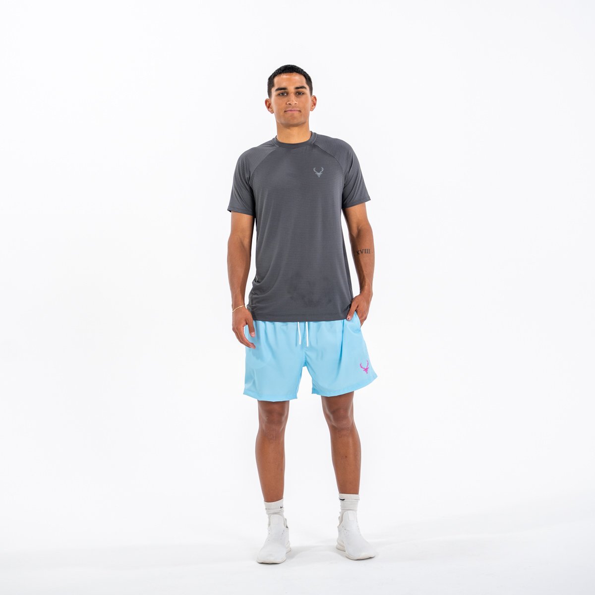 Image of Riptide Swim Shorts - Lined - Color - Blue - White Logo - 4 / 5