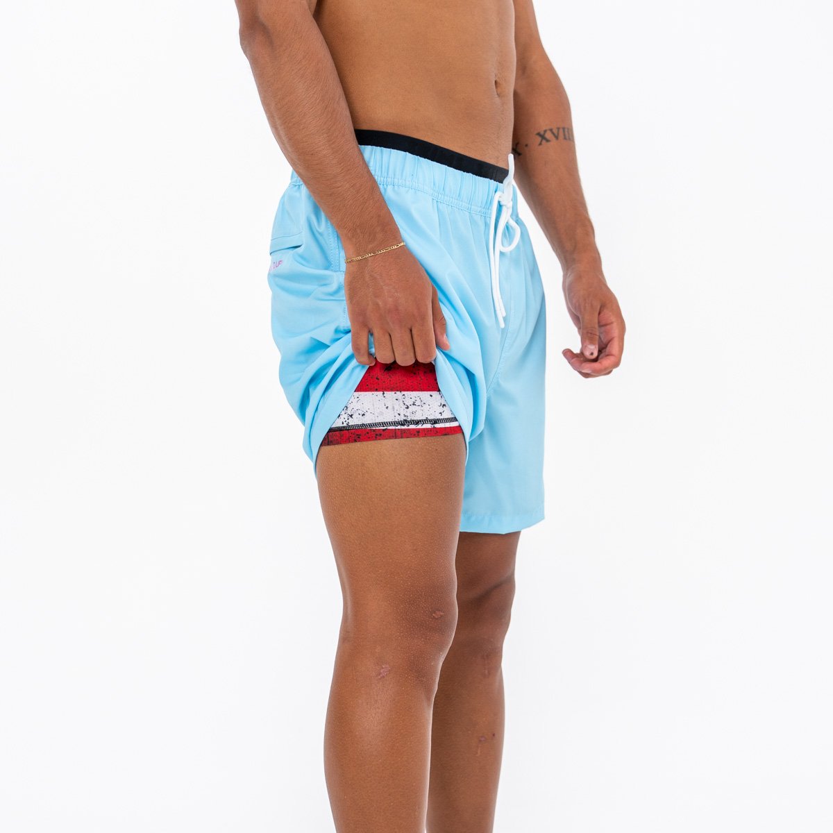 Image of Riptide Swim Shorts - Lined - Color - Blue - White Logo - 2 / 5