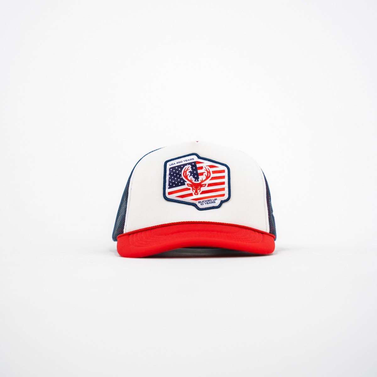 Image of Trucker Hat - Foam 10 year - Color - White/Blue/Red - Flag Logo