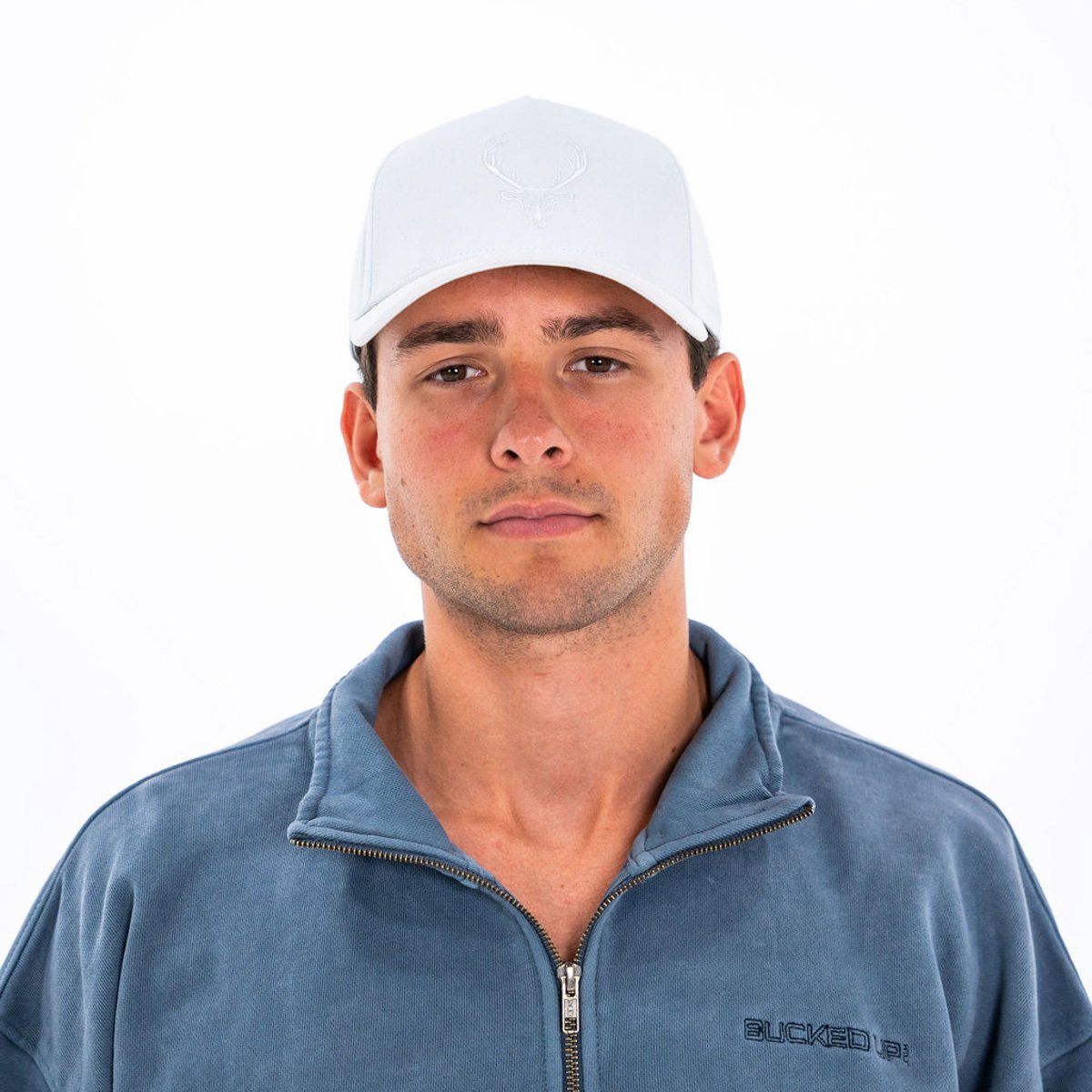 Image of Off Duty Half Zip - Color - Washed Blue - Blue Logo
