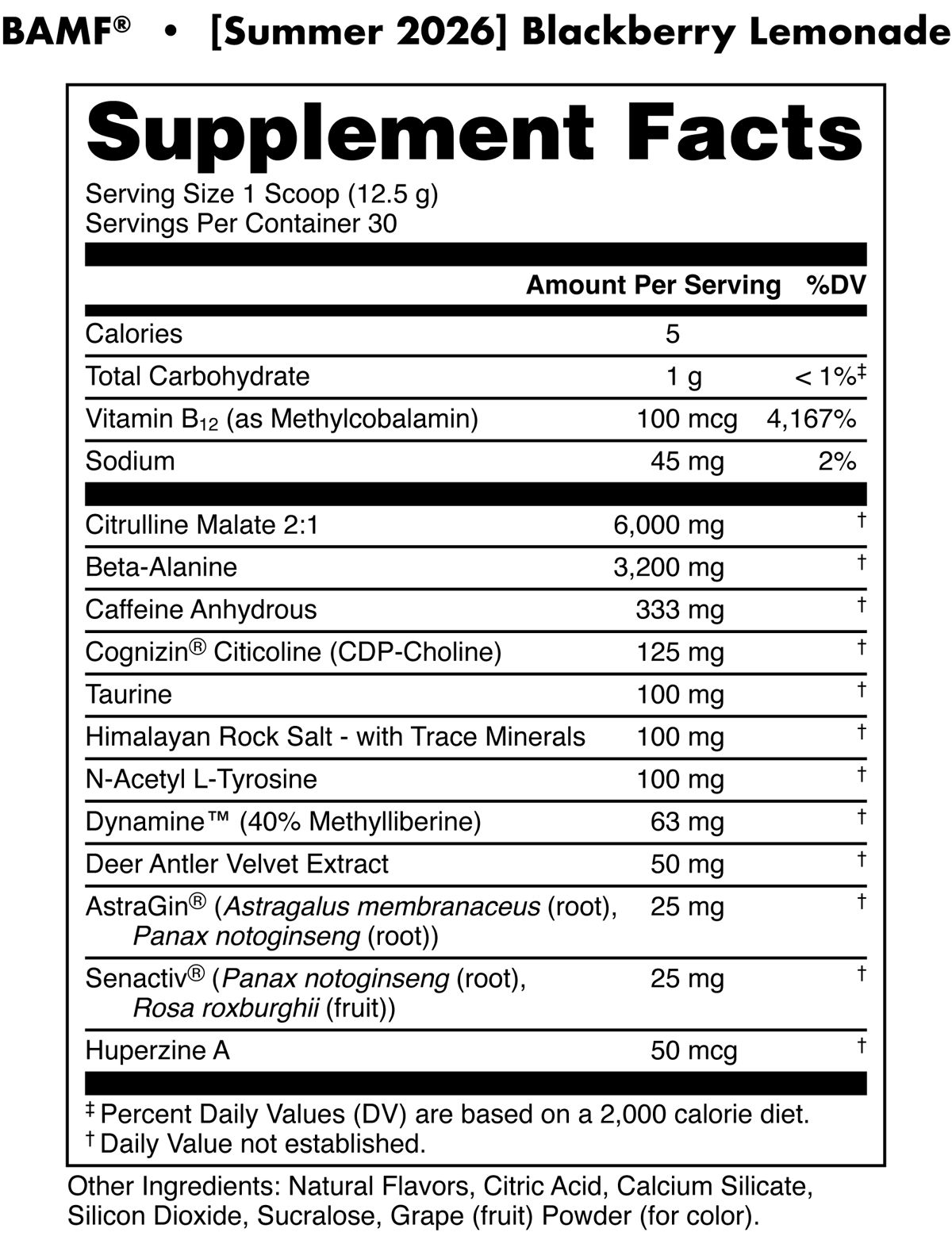 Image of BAMF High Stimulant Nootropic Pre-Workout Limited-Time Flavors - Flavor - Blackberry Lemonade - 5 / 5