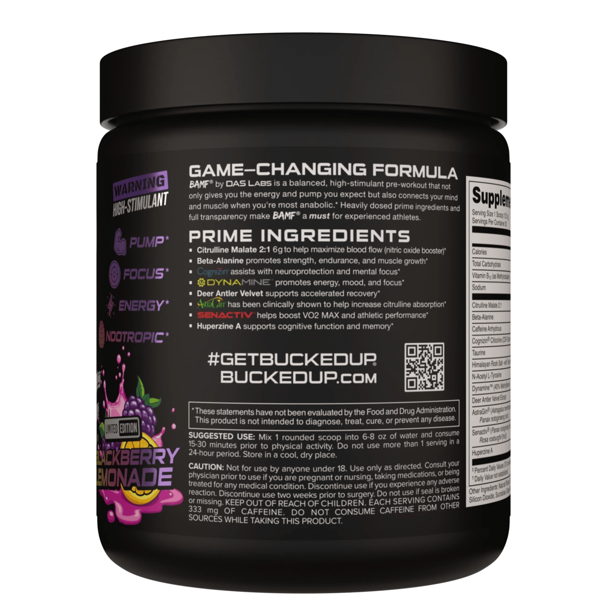 Image of BAMF High Stimulant Nootropic Pre-Workout Limited-Time Flavors - Flavor - Blackberry Lemonade - 2 / 5