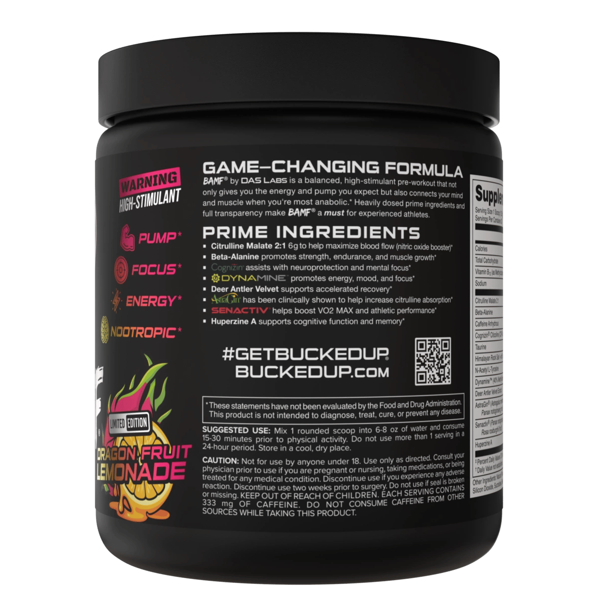 Image of BAMF High Stimulant Nootropic Pre-Workout Limited-Time Flavors - Flavor - Dragon Fruit Lemonade