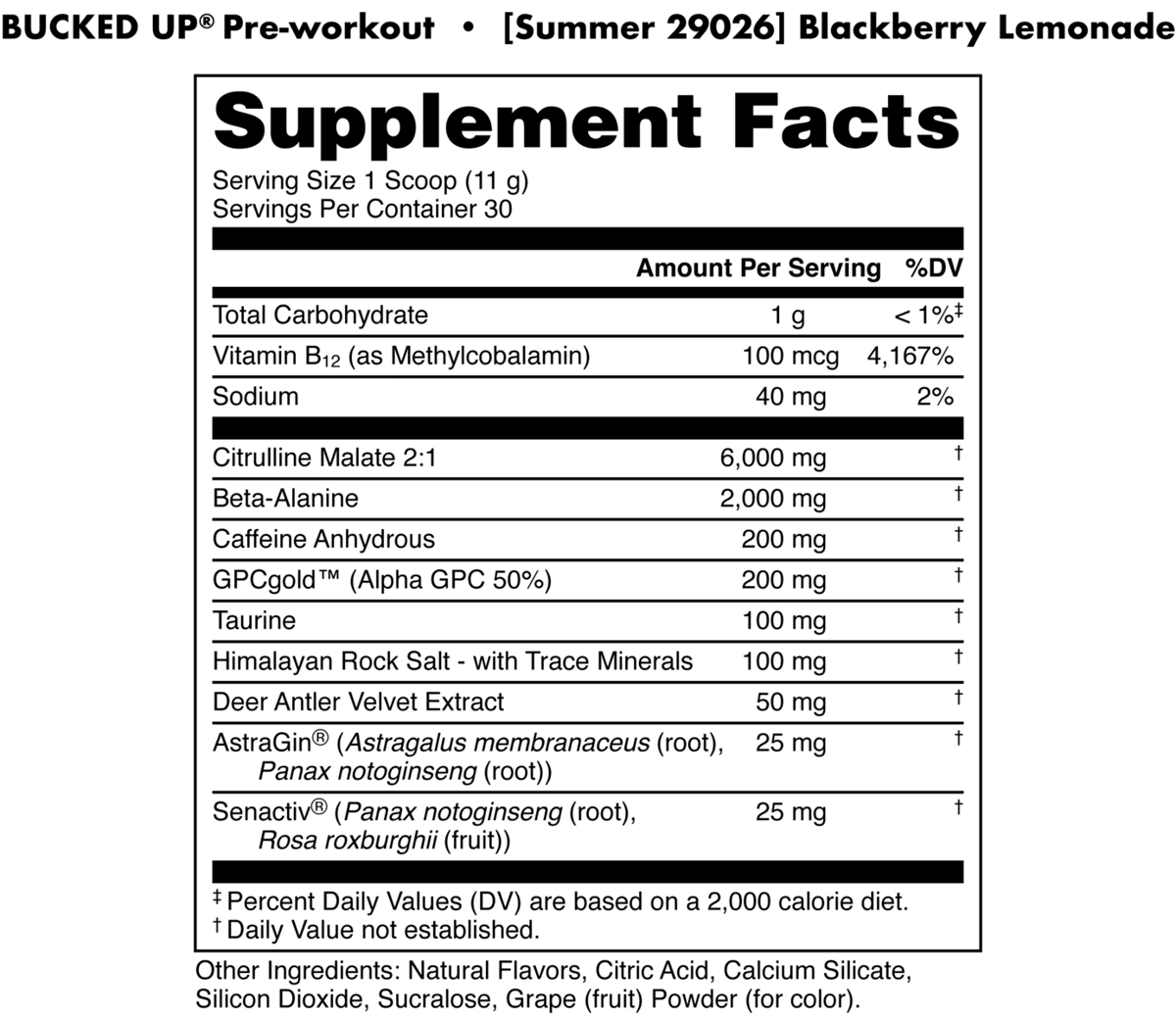 Image of Bucked Up Pre-Workout Limited-Time Flavors - Flavor - Blackberry Lemonade