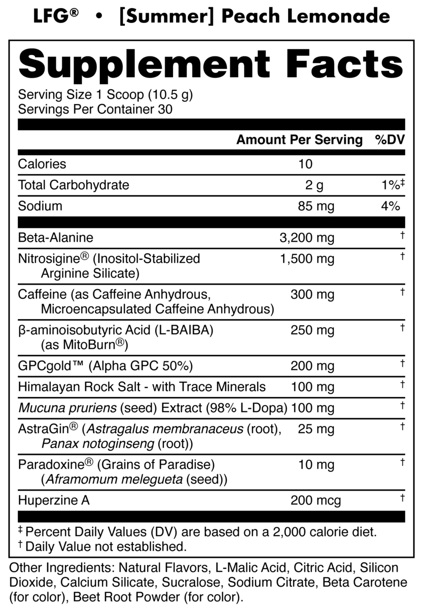 Image of LFG Burn Thermogenic Pre-Workout Limited-Time Flavors - Flavor - Peach Lemonade