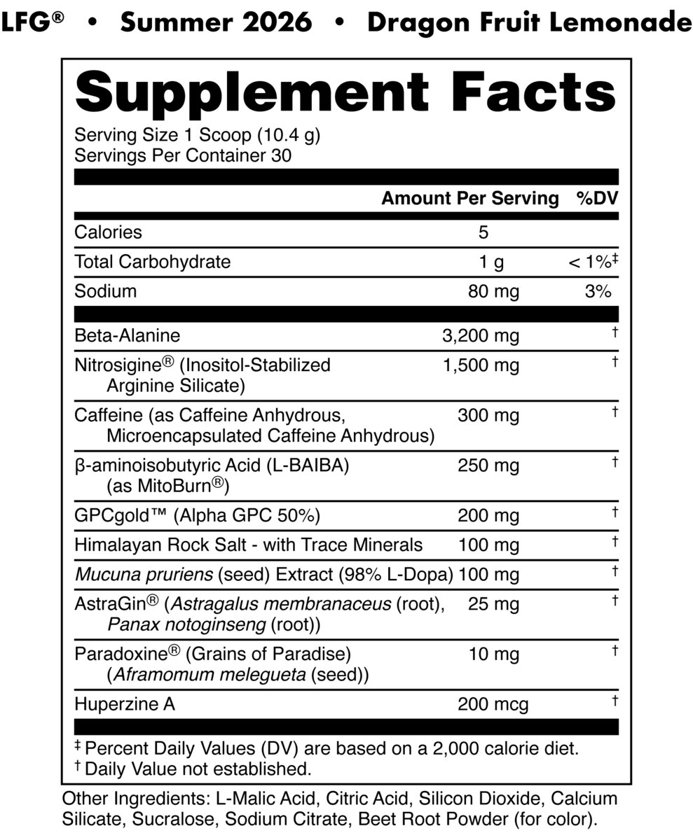 Image of LFG Burn Thermogenic Pre-Workout Limited-Time Flavors - Flavor - Dragon Fruit Lemonade