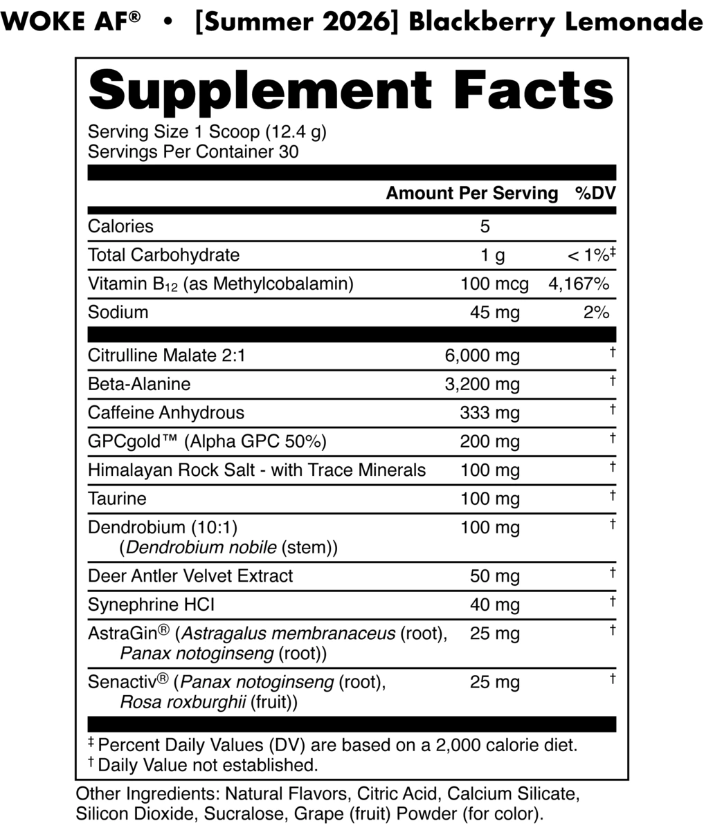 Image of Woke AF Pre-Workout Limited-Time Flavors - Flavor - Blackberry Lemonade