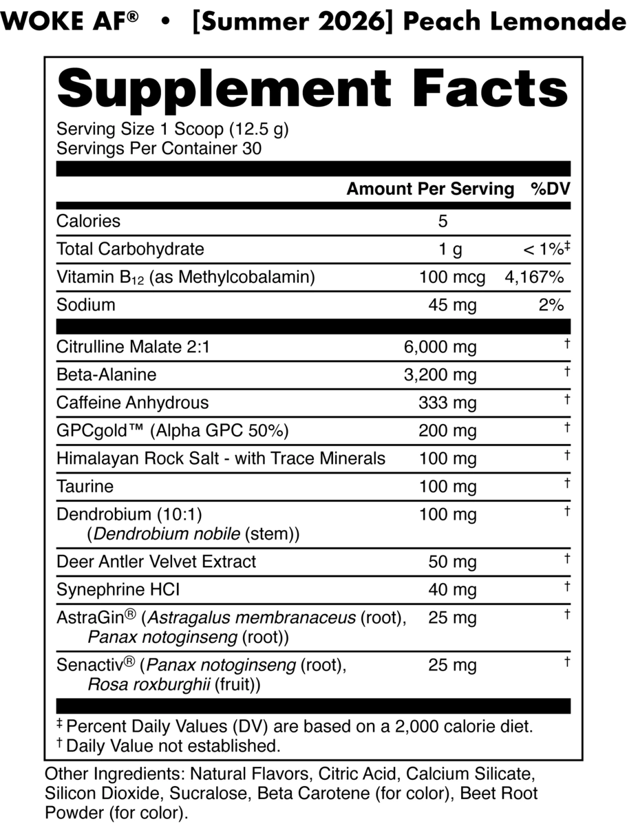 Image of Woke AF Pre-Workout Limited-Time Flavors - Flavor - Peach Lemonade