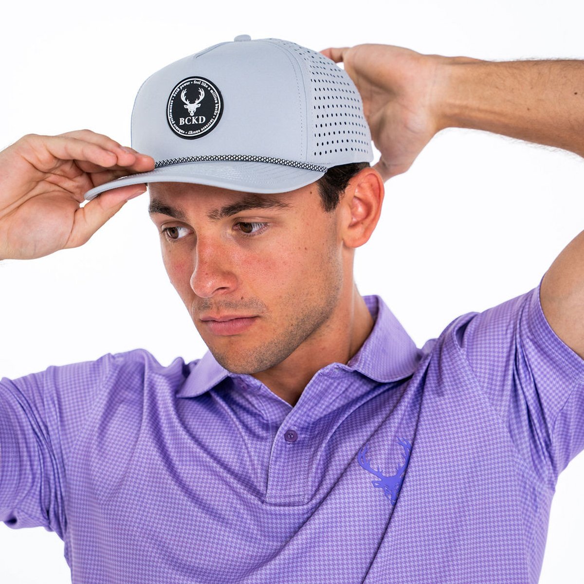 Image of Premium Series Hat - Fairway - Color - Fossil Gray / White Logo