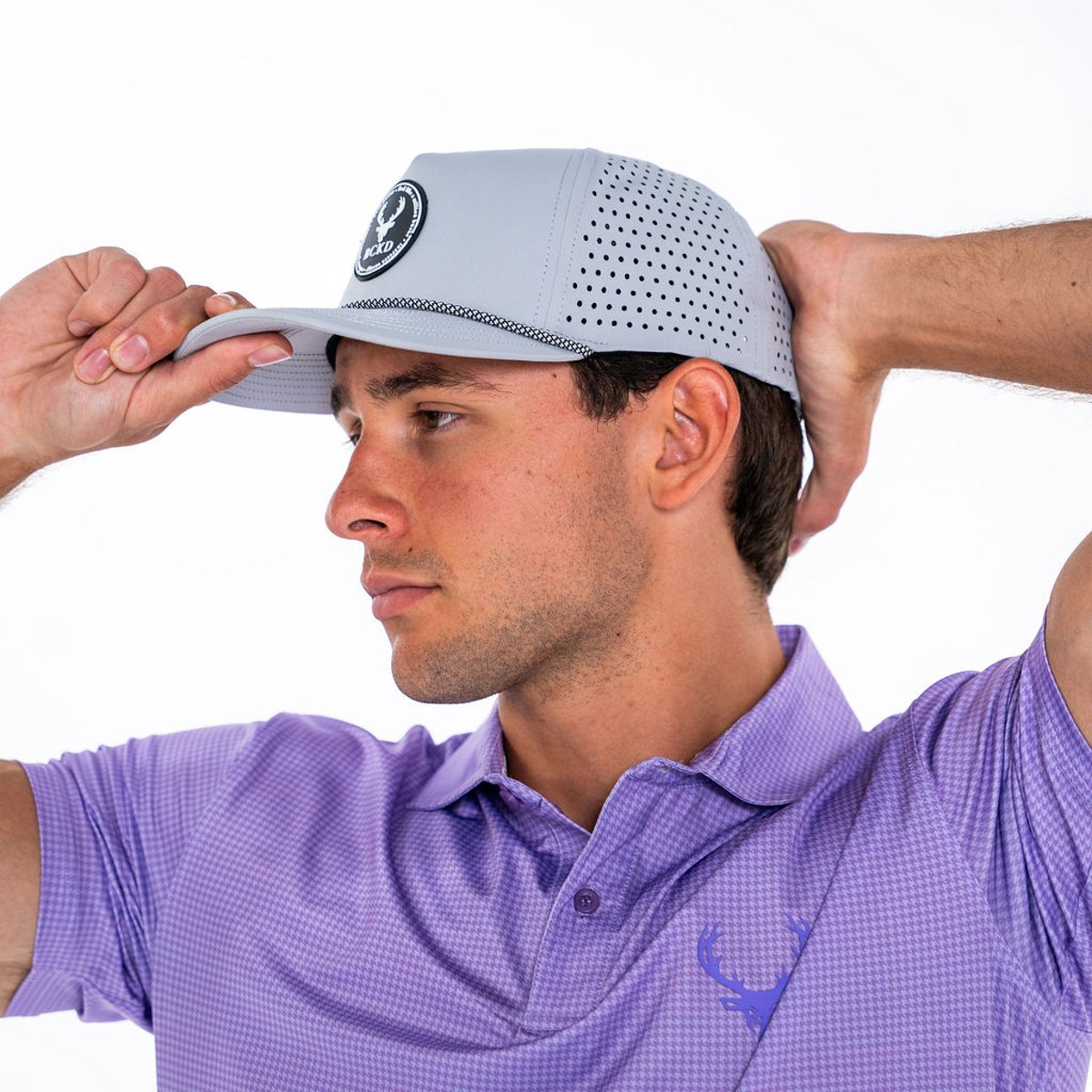 Image of Premium Series Hat - Fairway - Color - Fossil Gray / White Logo