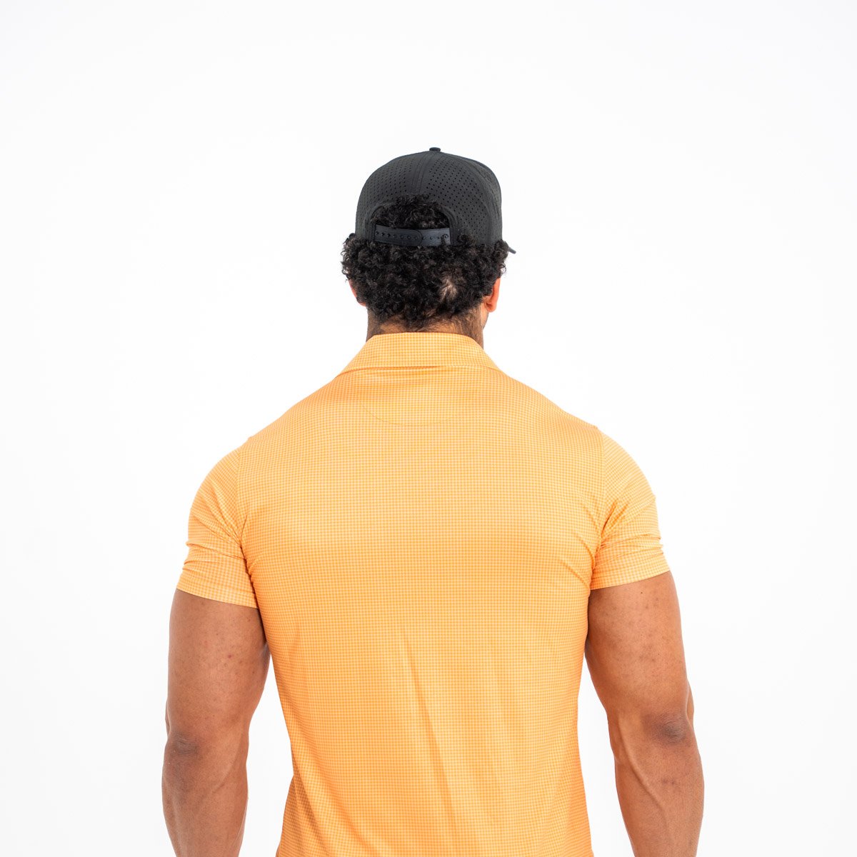 Image of Fairway Polo Shirt - Color - Orange Houndstooth - Orange Logo