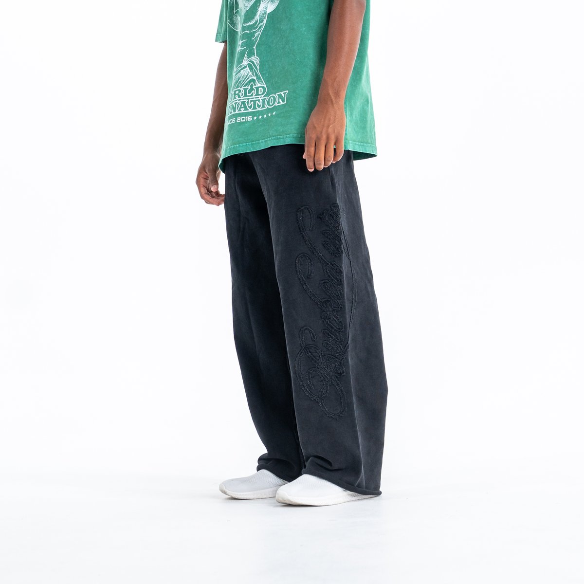 Image of Vintage Cursive Sweatpants - Color - Black - Black Logo - 4 / 4