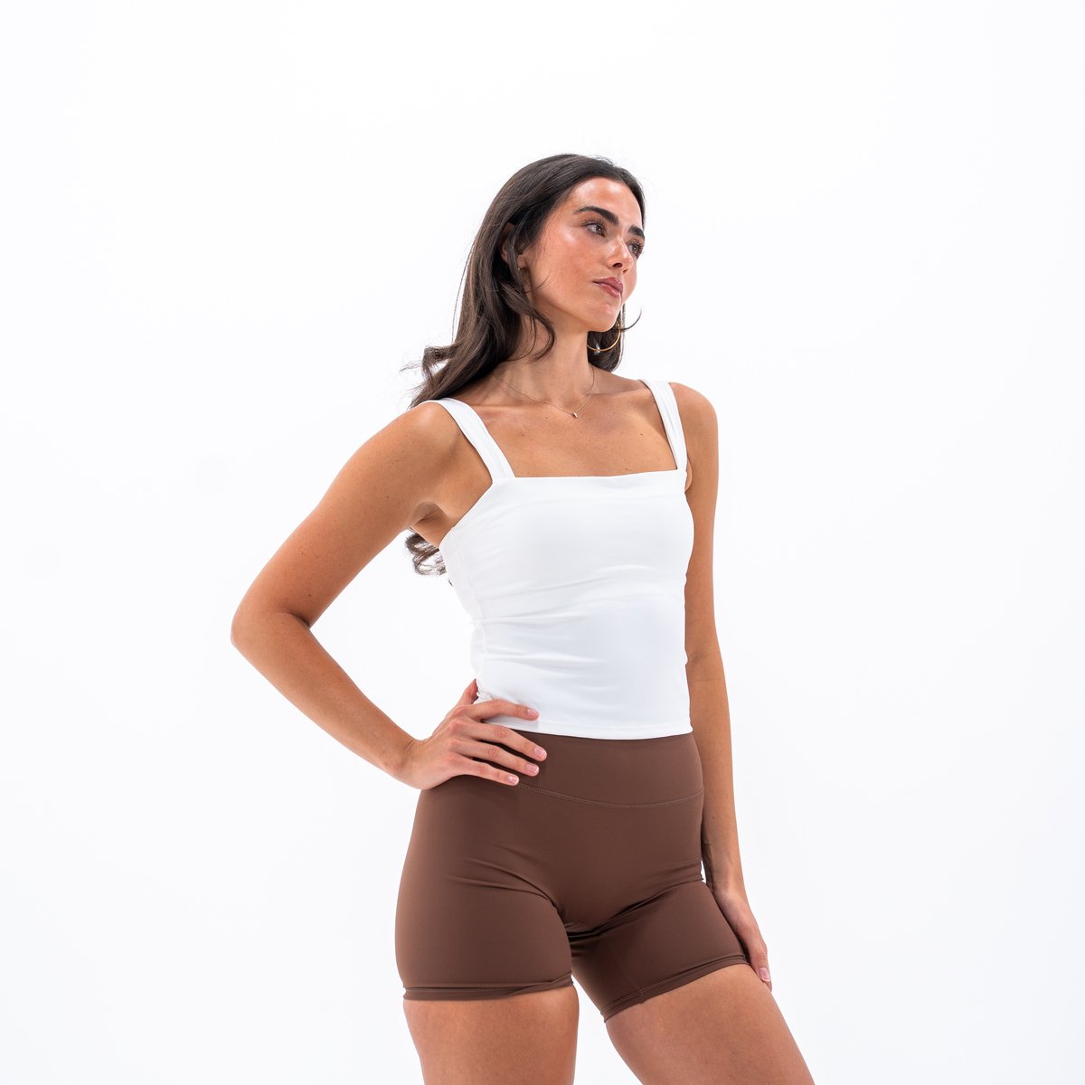 Image of Base Square Neck Tank - Color - White - Silver Logo - 3 / 5
