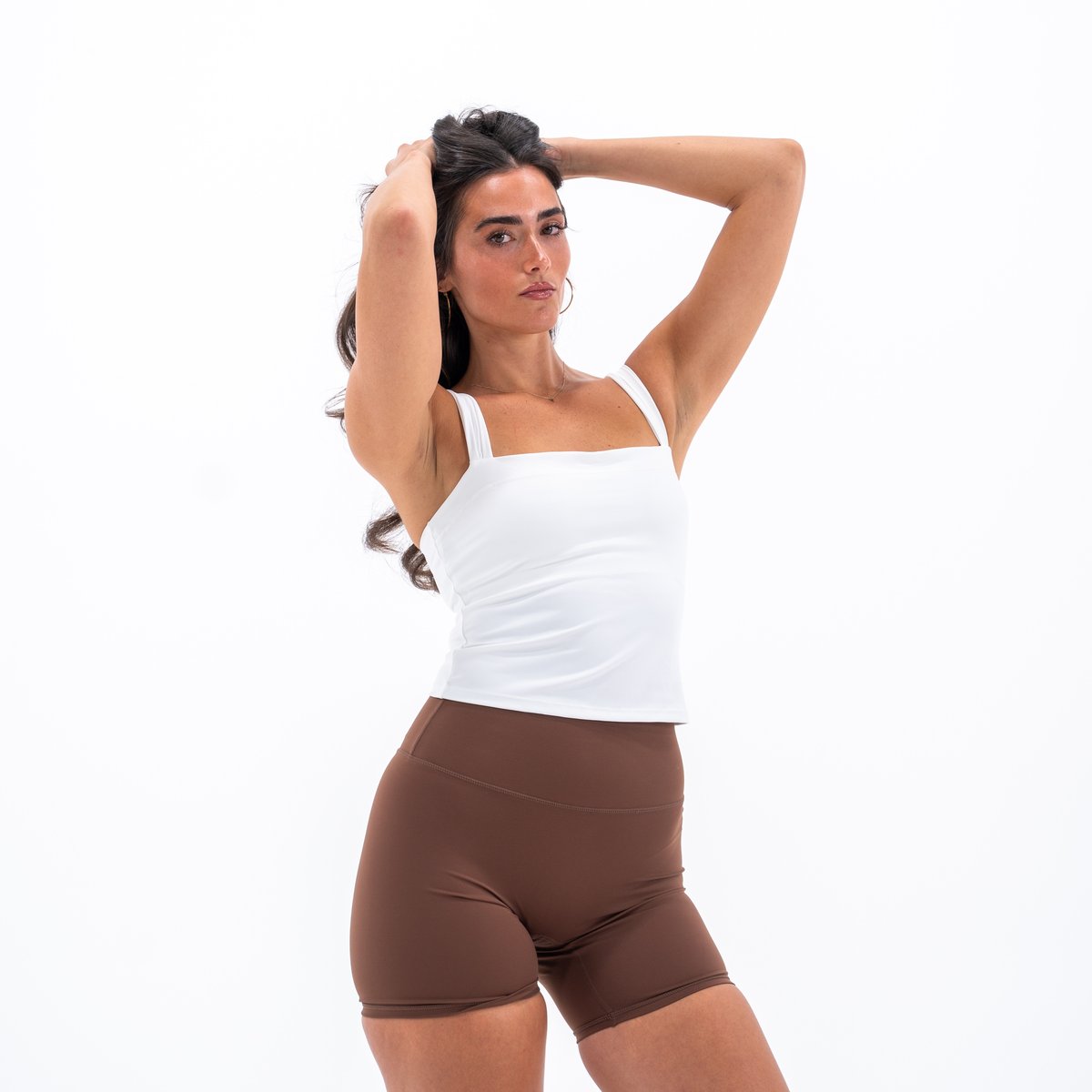 Image of Base Square Neck Tank - Color - White - Silver Logo - 2 / 5