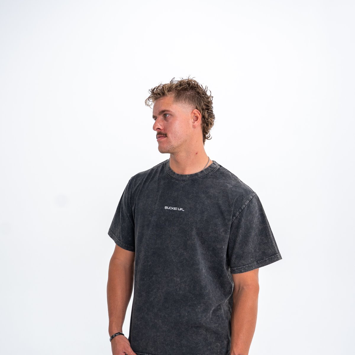 Image of Oversized Fade T-Shirt - Color - Gray - Black Logo - 3 / 4