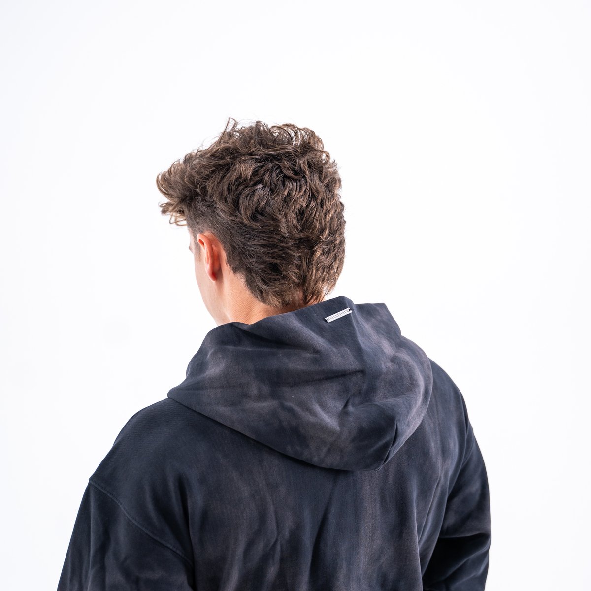 Image of Distress Zip Up Hoodie - Color - Black - Black Logo - 5 / 5