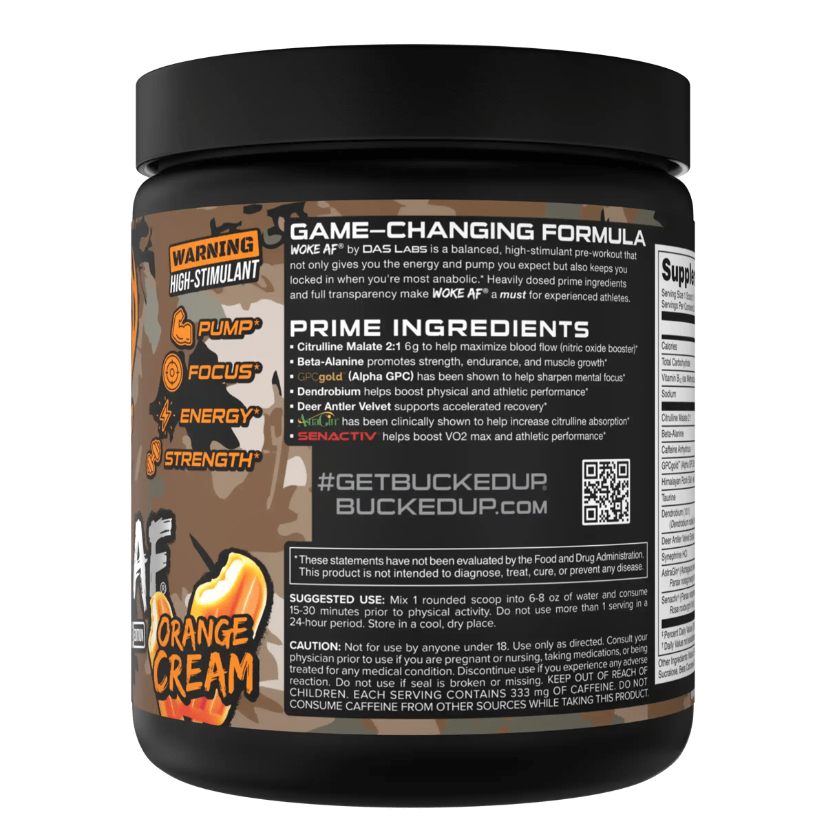 Image of Woke AF - High Stimulant Pre-Workout - Flavor - Hunt - Orange Cream - 2 / 5