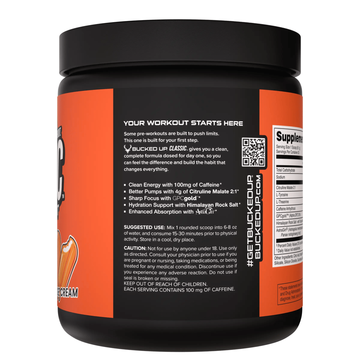 Image of Bucked Up Classic Pre-Workout [30 Serv] - Flavor - Orange Cream - 2 / 5