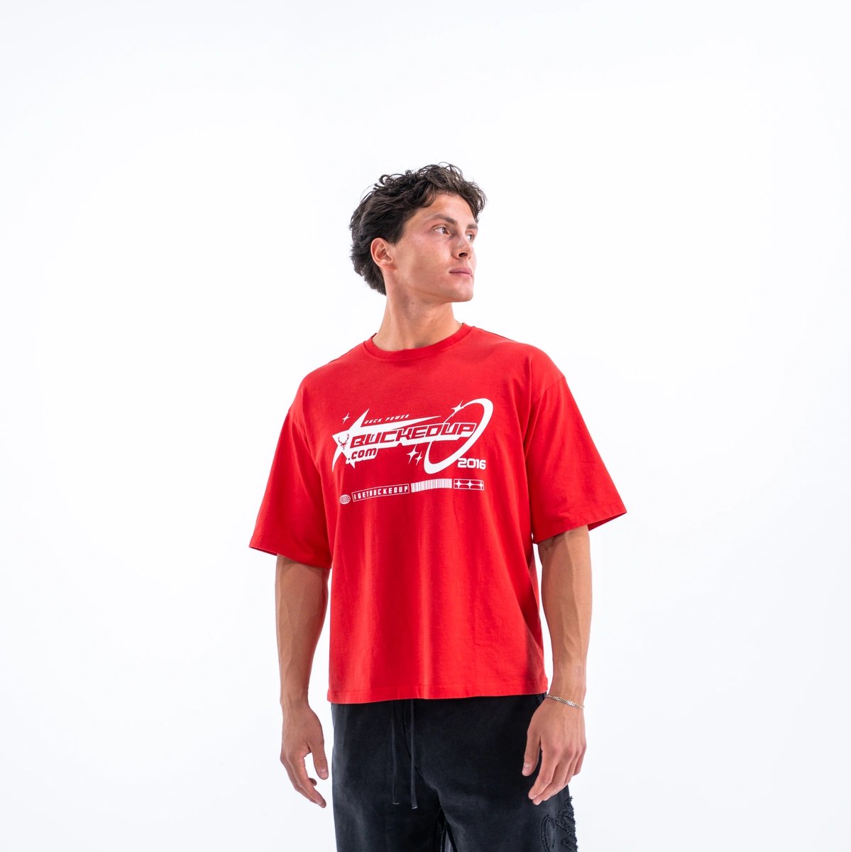 Image of Star Graphic T-Shirt - Color - Racing Red - White Logo - 4 / 4