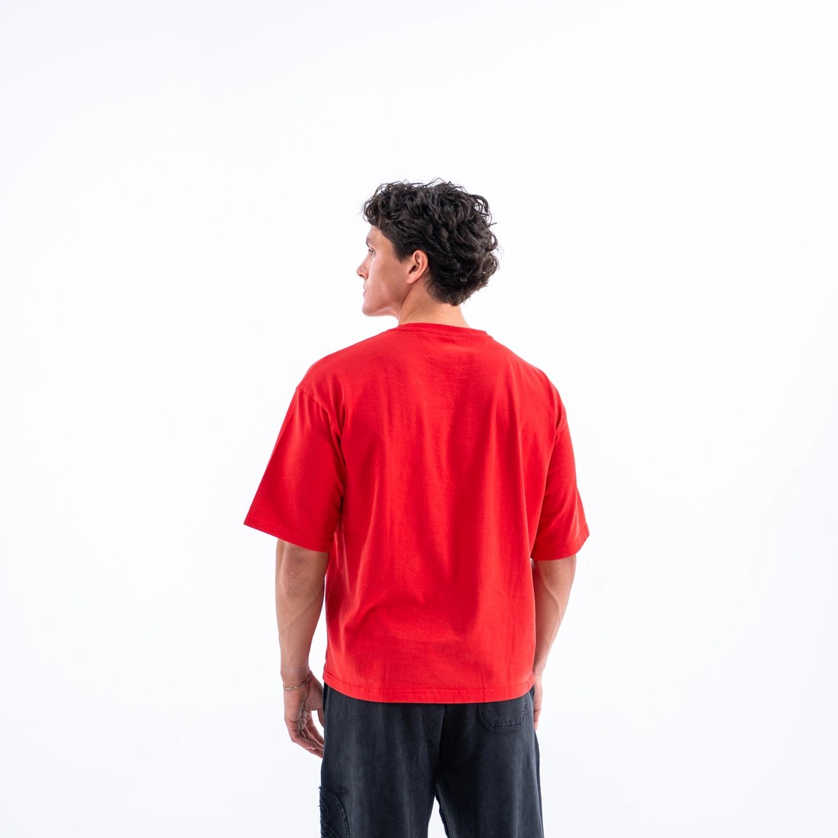 Image of Star Graphic T-Shirt - Color - Racing Red - White Logo - 3 / 4