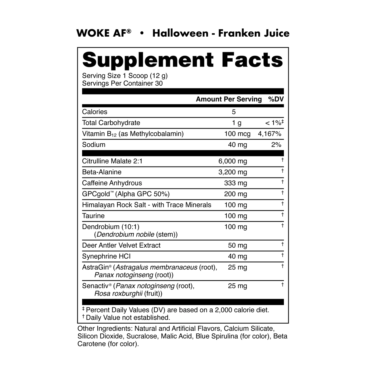 Image of Woke AF - High Stimulant Pre-Workout - Flavor - Franken Juice - 5 / 5