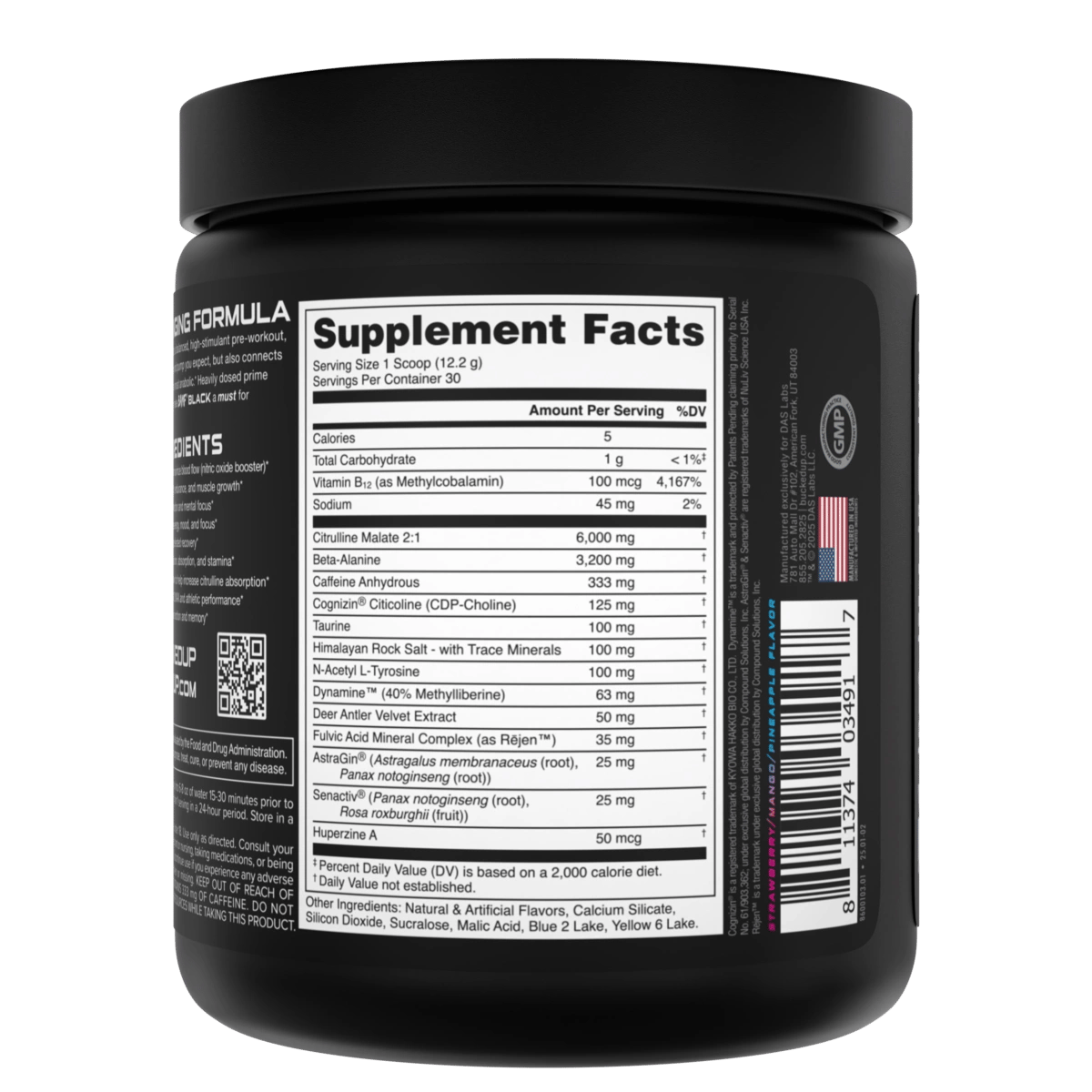 Image of BAMF BLACK - High Stimulant Nootropic Pre-Workout - Flavor - Welcome To Miami (Strawberry/Mango/Pineapple)