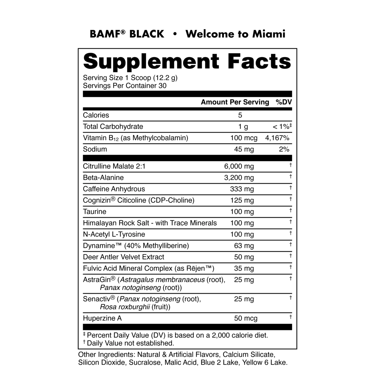 Image of BAMF BLACK - High Stimulant Nootropic Pre-Workout - Flavor - Welcome To Miami (Strawberry/Mango/Pineapple)